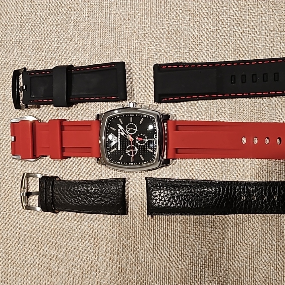Emporia Armani Automatic Chrono Watch with three straps